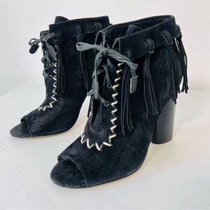 Cynthia Vincent Western Fringe Booties Black 9
